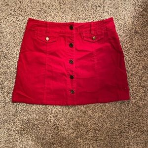 Red Forever 21 button down skirt